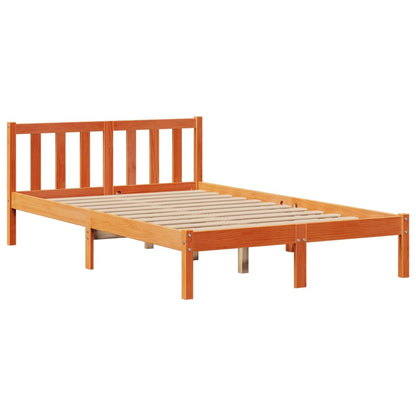vidaXL Bookcase Bed without Mattress Wax Brown 135x190 cm Double Solid Wood Pine