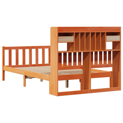 vidaXL Bookcase Bed without Mattress Wax Brown 135x190 cm Double Solid Wood Pine