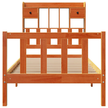 vidaXL Bookcase Bed without Mattress Wax Brown 100x200 cm Solid Wood Pine