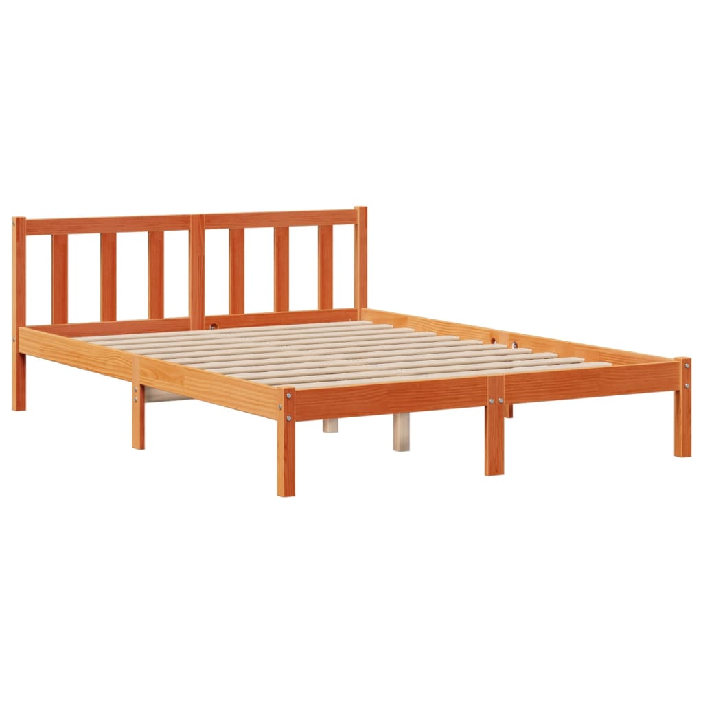 vidaXL Bookcase Bed without Mattress Wax Brown 150x200 cm King Solid Wood Pine