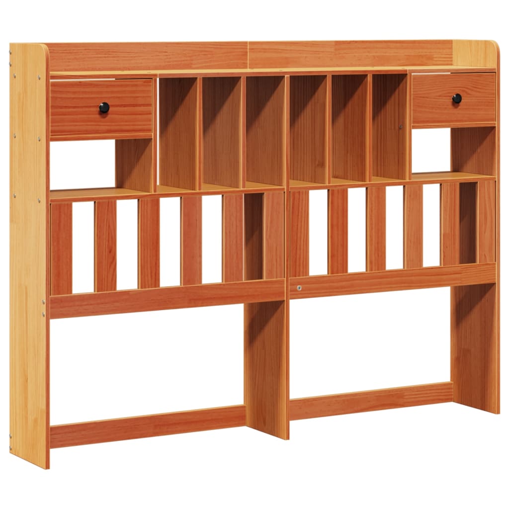 vidaXL Bookcase Bed without Mattress Wax Brown 150x200 cm King Solid Wood Pine