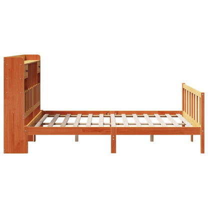 vidaXL Bookcase Bed without Mattress Wax Brown 150x200 cm King Solid Wood Pine