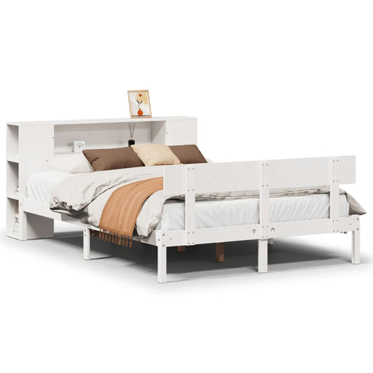 vidaXL Bookcase Bed without Mattress White 135x190 cm Solid Wood Pine