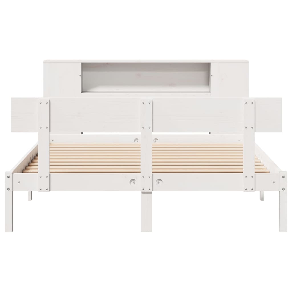 vidaXL Bookcase Bed without Mattress White 135x190 cm Solid Wood Pine