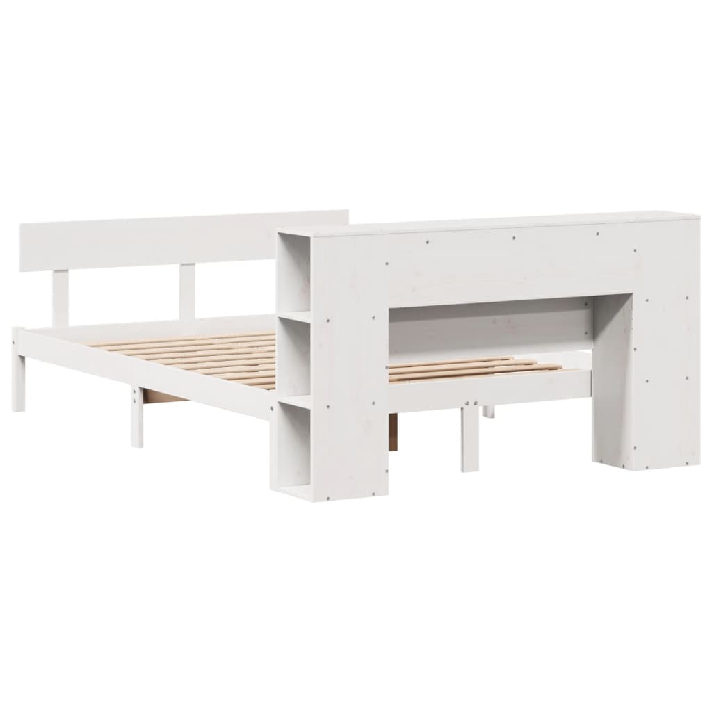 vidaXL Bookcase Bed without Mattress White 135x190 cm Solid Wood Pine