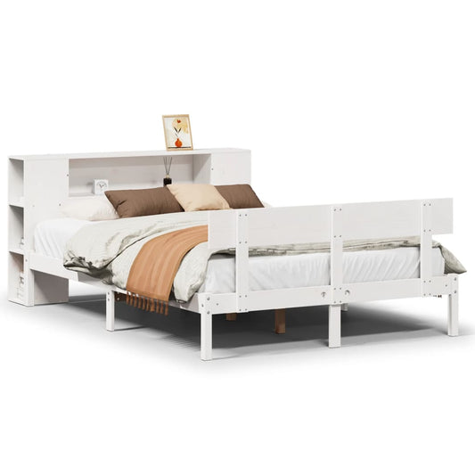 vidaXL Bookcase Bed without Mattress White 140x190 cm Solid Wood Pine
