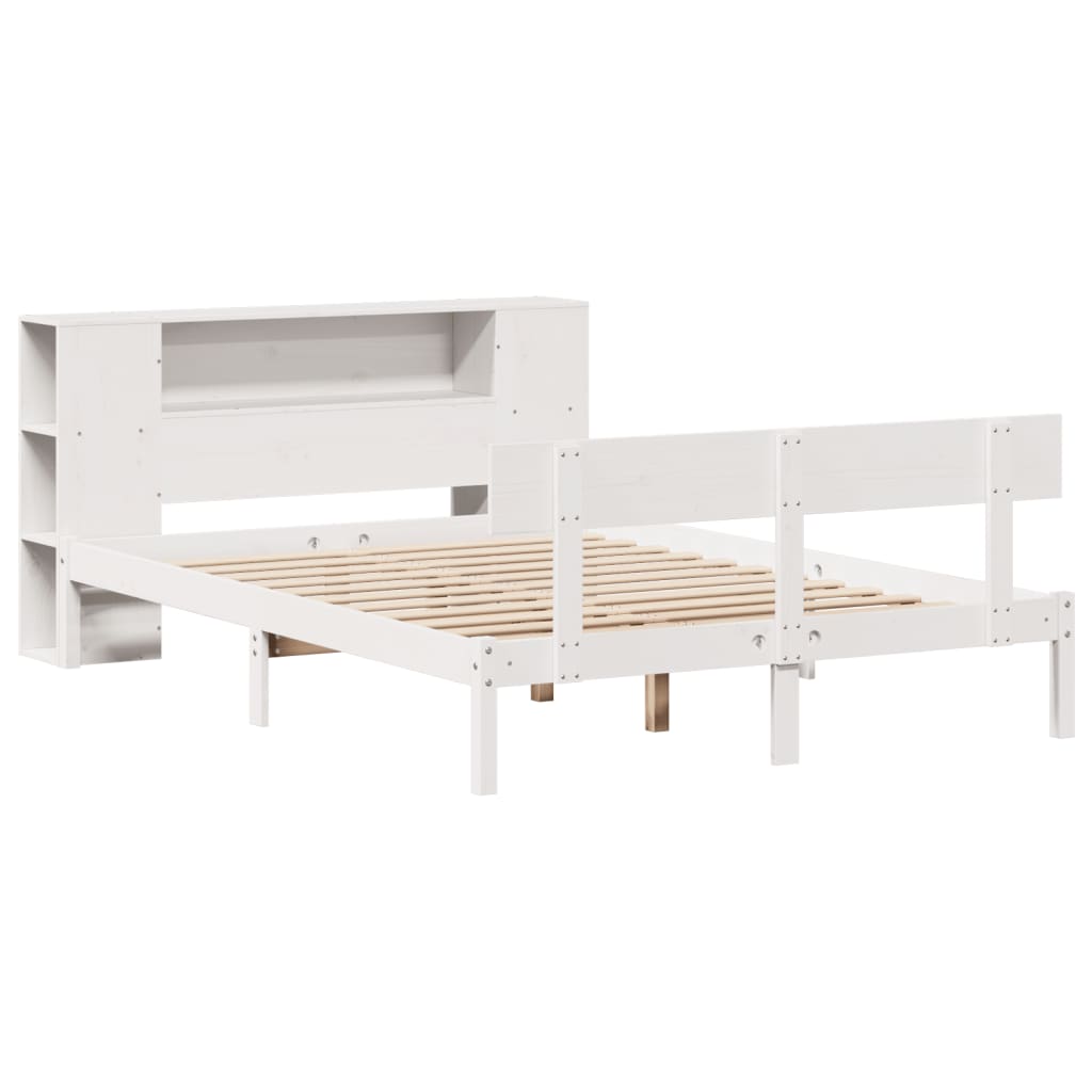 vidaXL Bookcase Bed without Mattress White 140x200 cm Solid Wood Pine