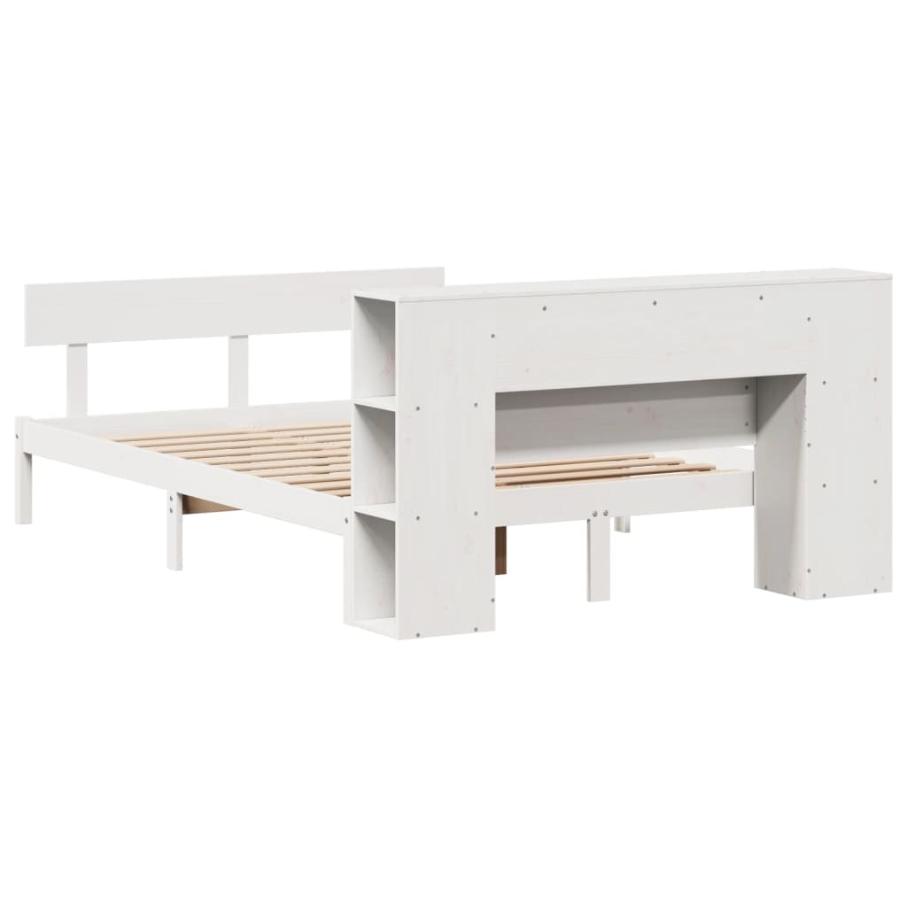 vidaXL Bookcase Bed without Mattress White 150x200 cm King Size Solid Wood Pine