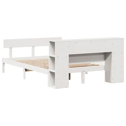vidaXL Bookcase Bed without Mattress White 150x200 cm King Size Solid Wood Pine