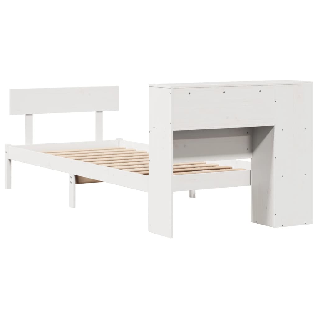 vidaXL Bookcase Bed without Mattress White 75x190 cm Small Single Solid Wood Pine