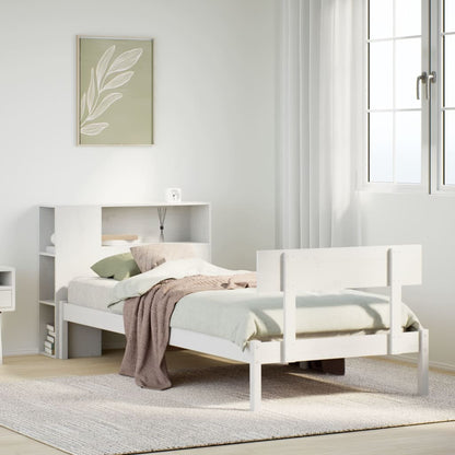 vidaXL Bookcase Bed without Mattress White 75x190 cm Small Single Solid Wood Pine