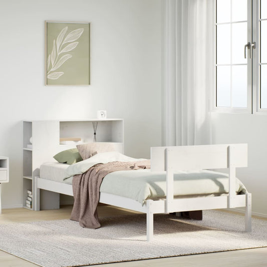 vidaXL Bookcase Bed without Mattress White 75x190 cm Small Single Solid Wood Pine