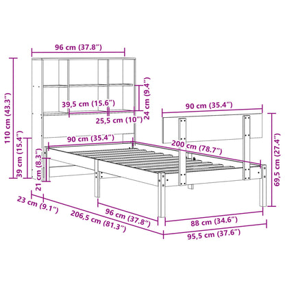 vidaXL Bookcase Bed without Mattress 90x200 cm Solid Wood Pine