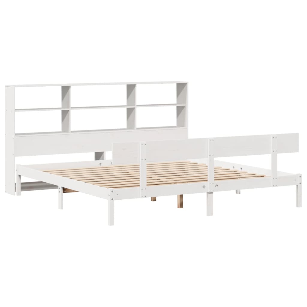 vidaXL Bookcase Bed without Mattress White 180x200 cm Super King Solid Wood Pine