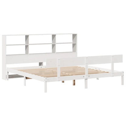 vidaXL Bookcase Bed without Mattress White 180x200 cm Super King Solid Wood Pine