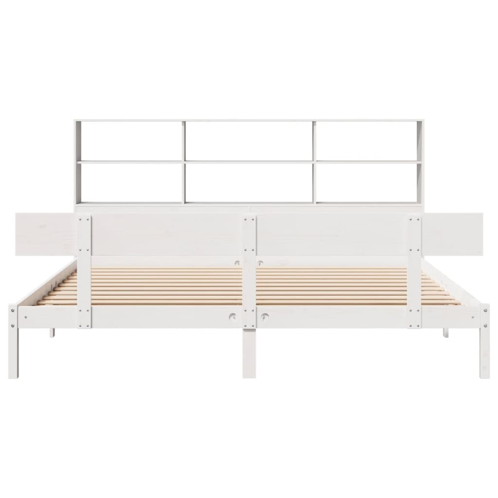 vidaXL Bookcase Bed without Mattress White 180x200 cm Super King Solid Wood Pine
