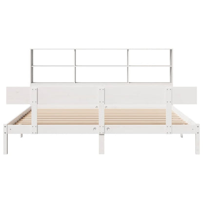 vidaXL Bookcase Bed without Mattress White 180x200 cm Super King Solid Wood Pine