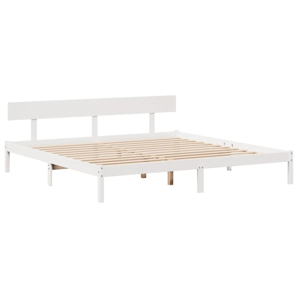 vidaXL Bookcase Bed without Mattress White 180x200 cm Super King Solid Wood Pine