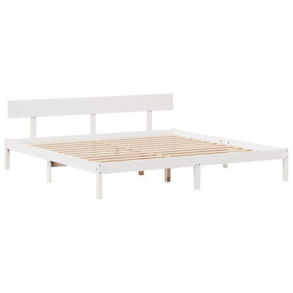 vidaXL Bookcase Bed without Mattress White 180x200 cm Super King Solid Wood Pine