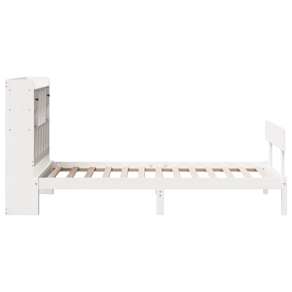 vidaXL Bookcase Bed without Mattress White 75x190 cm Small Single Solid Wood Pine