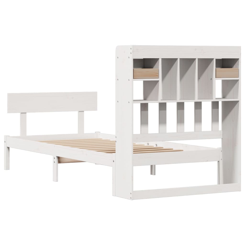vidaXL Bookcase Bed without Mattress White 75x190 cm Small Single Solid Wood Pine