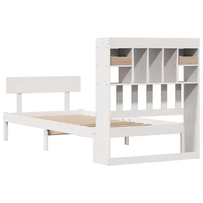 vidaXL Bookcase Bed without Mattress White 75x190 cm Small Single Solid Wood Pine