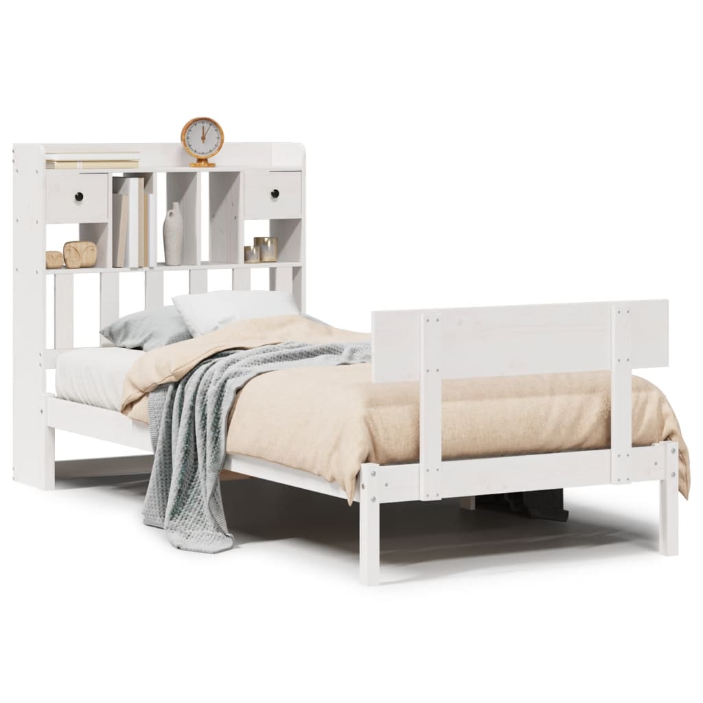 vidaXL Bookcase Bed without Mattress White 90x190 cm Single Solid Wood Pine