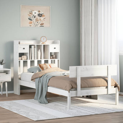 vidaXL Bookcase Bed without Mattress White 90x190 cm Single Solid Wood Pine