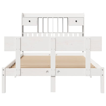 vidaXL Bookcase Bed without Mattress White 135x190 cm Double Solid Wood Pine