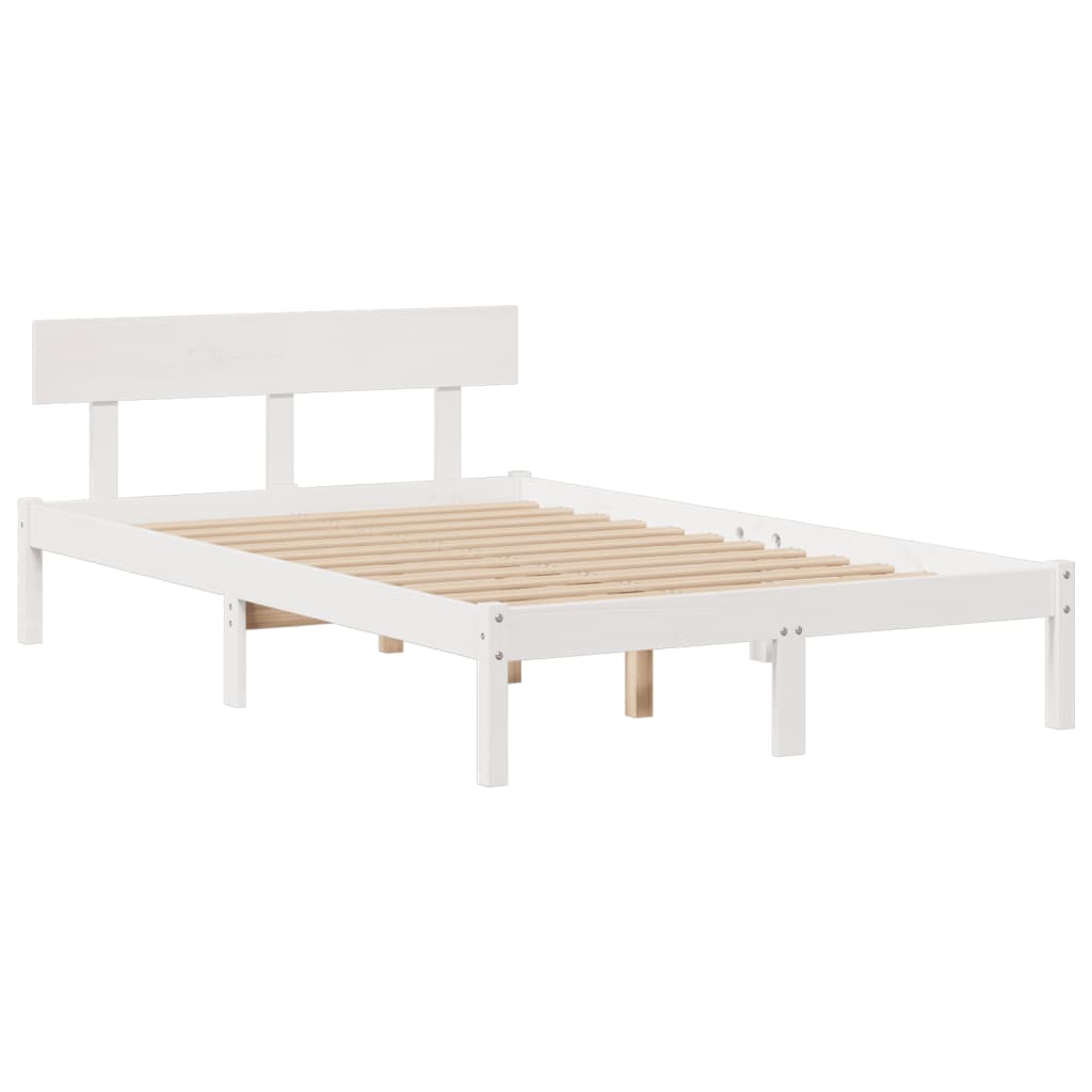 vidaXL Bookcase Bed without Mattress White 135x190 cm Double Solid Wood Pine