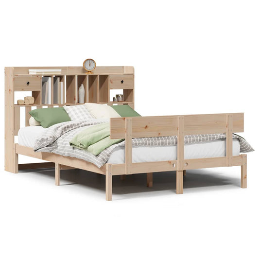 vidaXL Bookcase Bed without Mattress 140x190 cm Solid Wood Pine