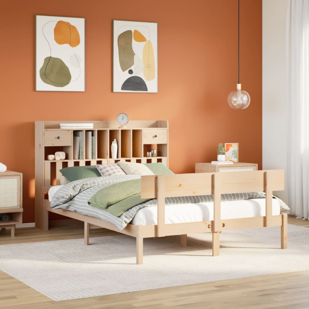 vidaXL Bookcase Bed without Mattress 140x190 cm Solid Wood Pine