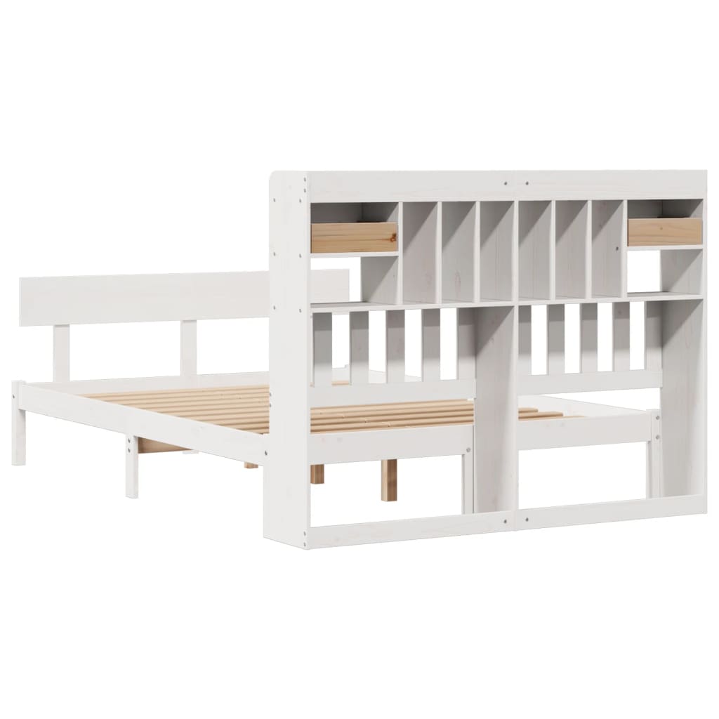 vidaXL Bookcase Bed without Mattress White 140x190 cm Solid Wood Pine