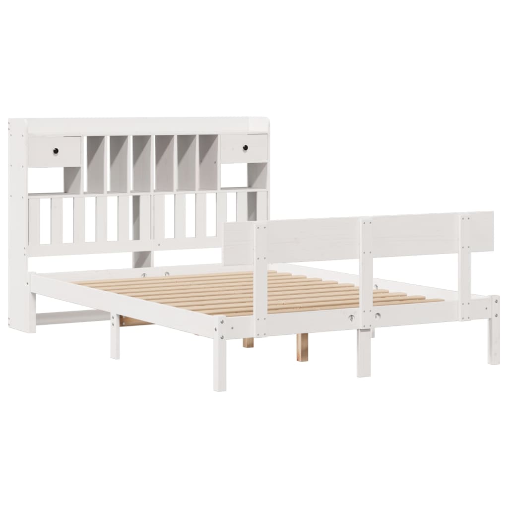 vidaXL Bookcase Bed without Mattress White 140x200 cm Solid Wood Pine