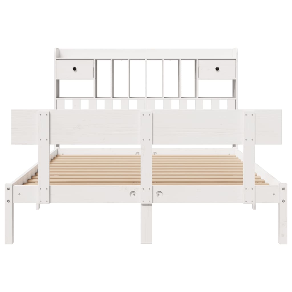 vidaXL Bookcase Bed without Mattress White 140x200 cm Solid Wood Pine