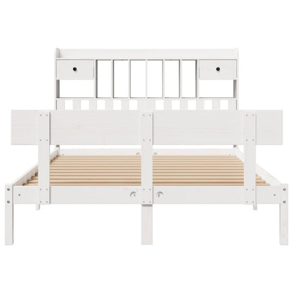 vidaXL Bookcase Bed without Mattress White 150x200 cm King Solid Wood Pine