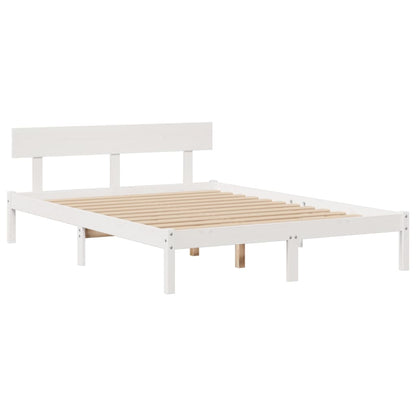 vidaXL Bookcase Bed without Mattress White 150x200 cm King Solid Wood Pine