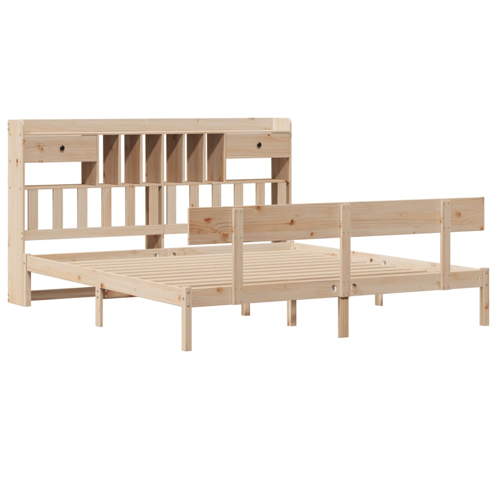 vidaXL Bookcase Bed without Mattress 180x200 cm Super King Solid Wood Pine