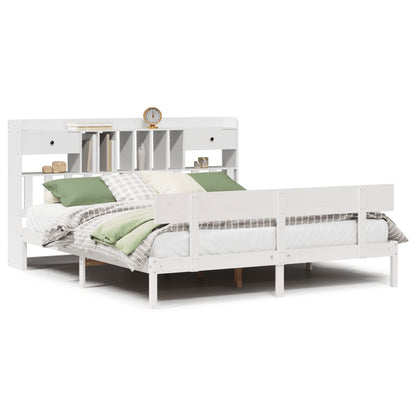 vidaXL Bookcase Bed without Mattress White 180x200 cm Super King Solid Wood Pine