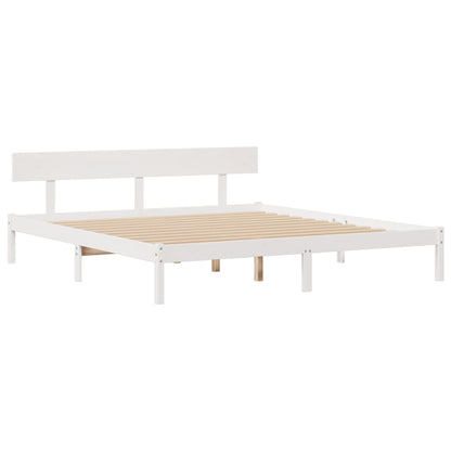 vidaXL Bookcase Bed without Mattress White 180x200 cm Super King Solid Wood Pine