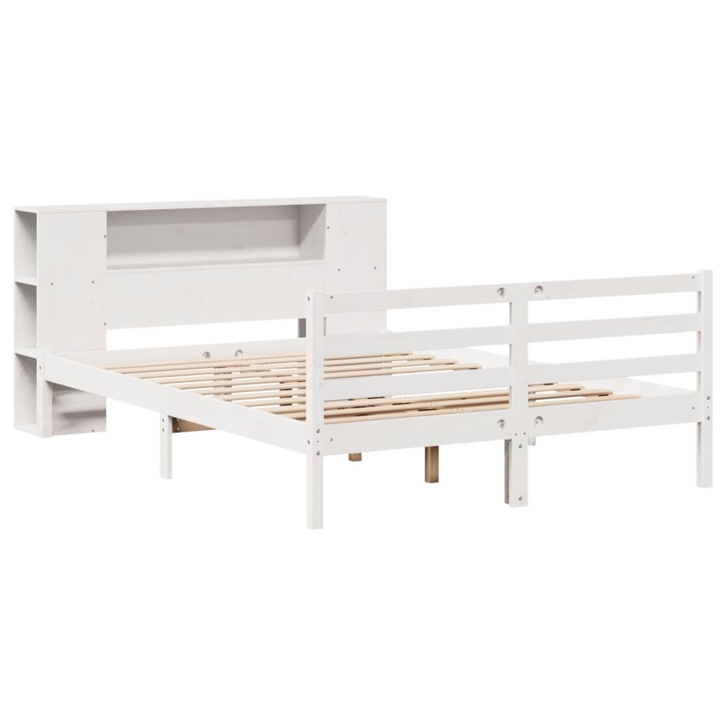 vidaXL Bookcase Bed without Mattress White 135x190 cm Double Solid Wood Pine