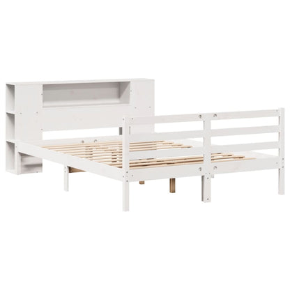 vidaXL Bookcase Bed without Mattress White 135x190 cm Double Solid Wood Pine