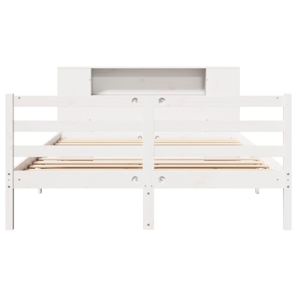 vidaXL Bookcase Bed without Mattress White 135x190 cm Double Solid Wood Pine
