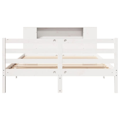 vidaXL Bookcase Bed without Mattress White 135x190 cm Double Solid Wood Pine
