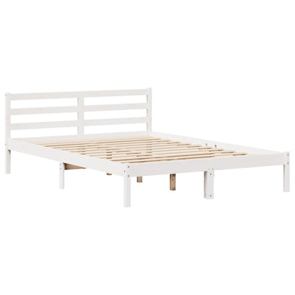 vidaXL Bookcase Bed without Mattress White 135x190 cm Double Solid Wood Pine