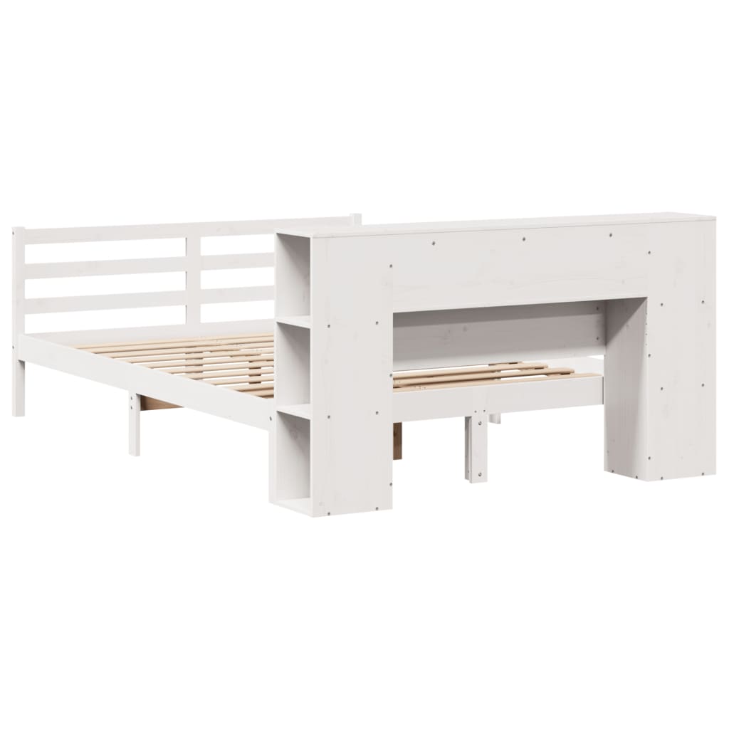 vidaXL Bookcase Bed without Mattress White 135x190 cm Double Solid Wood Pine