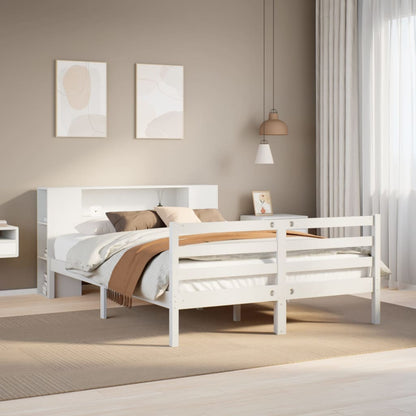 vidaXL Bookcase Bed without Mattress White 135x190 cm Double Solid Wood Pine