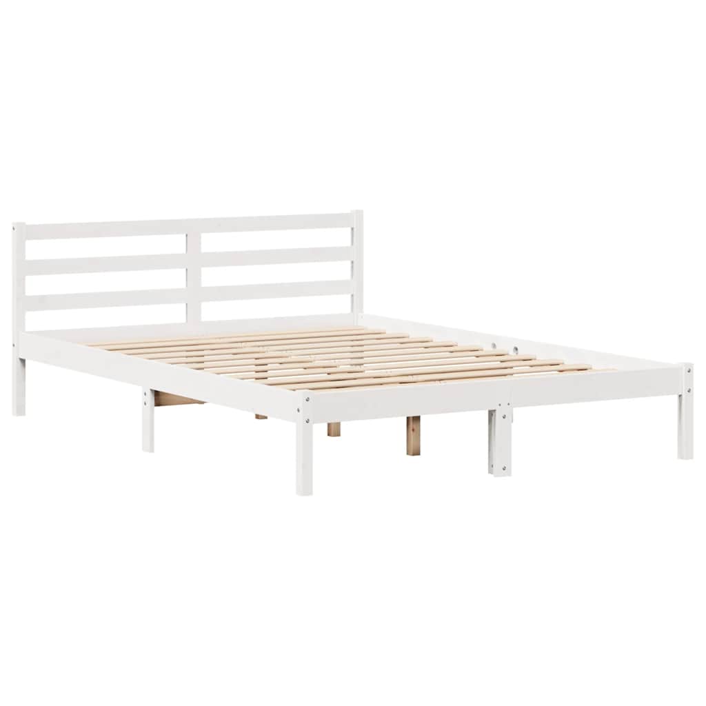 vidaXL Bookcase Bed without Mattress White 150x200 cm King Size Solid Wood Pine