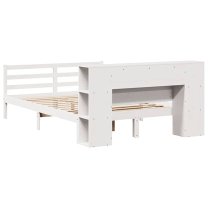 vidaXL Bookcase Bed without Mattress White 150x200 cm King Size Solid Wood Pine