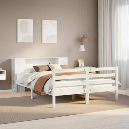 vidaXL Bookcase Bed without Mattress White 150x200 cm King Size Solid Wood Pine